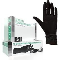 SF Nitrilhandschuhe S Schwarz – 200 Stück Einweghandschuhe, latexfrei