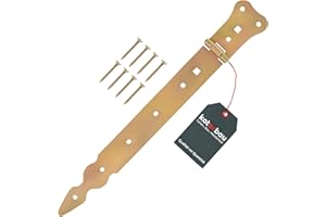 KOTARBAU® Bisagra de puerta 300 mm de acero inoxidable, Galvanizada en amarillo, Herraje para puertas de jardín de madera, Bisagra apaisada para Cobertizo, Granero