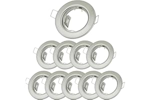 Sweet Led 10 Cadres Encastrables GU10 incl. Douille, Diamètre de Perçage 55mm, Spots Encastrables 230V, Luminaires de Meubles, Spot Downlight - Rond, Chrome Brossé