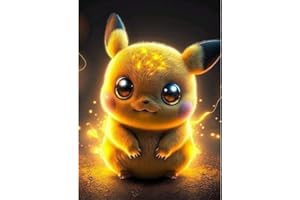 QINRUBB DIY Dessin Animé Peinture Diamant Painting Kit, 5D Lumineux Pika Art du Diamant Complet Kits, Diamond Art Kits Strass Point de Croix Painting pour Adultes Débutants Maison Décor 30X40cm