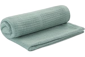 MORI Cellular Blanket Mint Organic Cotton Bamboo 70x100cm Lightweight Breathable for Newborn Durable Comfortable Swaddle Ideal for Cot Crib Moses Basket Pram or Travel