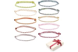 QIUJUNDE 10 Pezzi Bracciale Amicizia Set per le ragazze,intrecciata regolabile delicato Filigrana sottile corda tessuto Wrap Bracciali Amicizia regalo per i bambini ragazzi migliore amico BFF Natale Compleanno