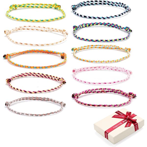 MUNSKT Lot 10 Bracelets D’amitié Tressés – Multicolores, Réglables, Résistants, En Fibres De Polyester, Unisexe