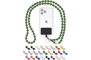 BEARFOOT DROPLETSY Holzperlen Handykette universal, handgefertigt, Schlüsselband, Kette, Necklace zum Umhängen - kompatibel mit allen Smartphones: Apple iPhone, Samsung Galaxy (ohne Hülle, Palm)