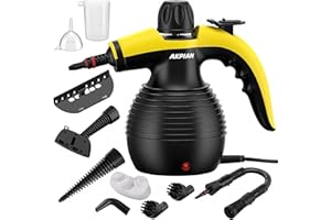 AKPIAN Multi-purpose handheld steam cleaner with 10 accessories delivers powerful, safe, and portable home cleaning, effectively removing grime and grease.