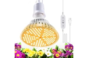 MILYN Lampada a LED per piante con timer e sistema di sospensione, timer da 9 H/12 H/15 H, 150 LED, Sunlike a spettro completo, con cavo di alimentazione da 16,4 m, per giardino, serra, piante