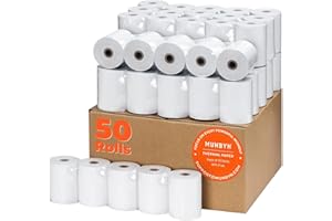 BESTYKS 50 Rollen Till Rolls 57x40 Thermal,Thermal Till Rolls,Credit Card Rolls,57 x 40 mm Premium Thermal Paper Till Receipt Roll for Pdq Credit Card Machine, Pos, Epos, Cash Register [57 x 40 mm]