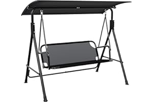 YITAHOME Huśtawka Hollywood z funkcją leżenia, 173 x 106 x 156 cm, 3-osobowa, obciążenie 270 kg, huśtawka ogrodowa z daszkiem przeciwsłonecznym dla dorosłych