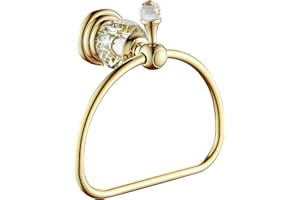 WOLIBEER Goldener Handtuchring, Handtuchhalter für Badezimmer, Kristallhandtuchhalter, runder Handtuchring zur Wandmontage.