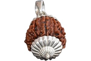 55Carat Spiritiul7 Pendentif Mukhi sept faces en argent 925 avec graine de rudraksha