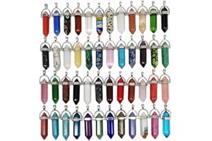 Chenkou Craft Surtido de 40 piezas de piedras naturales artificiales en forma de bala, cuentas de chakra puntiagudas curativas de cuarzo para collares, joyas, regalo