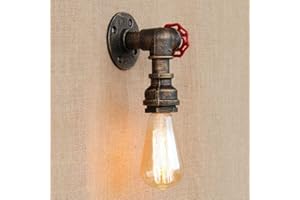 Offfay Retro Industrial Water Pipe Wall Lights,Vintage Rustic Metal Steampunk Lamp,Valve Tap Single Loft Rustic Lighting Fixtures