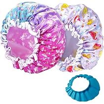 Duschhauben-Set – 4 Stück Wasserdicht & Elastisch Mit Einhorn-Muster, Für Mädchen & Damen