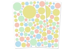 ‎PUNALU Punalu Kreis Set 176 Stück Wandtattoo für Babyzimmer Aufkleber Sticker Kreise Wandaufkleber Kinderzimmer Deko Punkte Dots Klebepunkte (Pastell rot blau gelb grün)