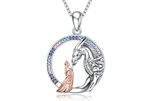 YAFEINI Naszyjnik ze srebra wysokiej próby, dziewczyna, smok, koń, gruszka, feniks, biżuteria, prezenty dla kobiet, nastolatek