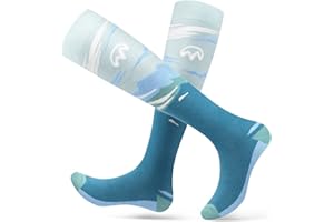 ‎OUTDOORMASTER OutdoorMaster 2 Paar Skisocken für Damen, Winter Snowboarding Atmungsaktive Thermische Socken für Outdoor-Sportarten mit Über die Wade Design/Anti-Rutsch-Bündchen