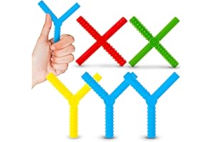Gafly X's and Y's - Pack de 5 - Chewy sensoriels pour les enfants autistes, les enfants ayant des besoins spéciaux - Tubes à mâcher, moteurs oraux à mâcher - Silicone en rouge, bleu, jaune et vert.