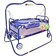BACHAA JI TOY Baby Cradle for Newborn Babies with Deluxe Comfortable Baby Swing palna baggi with a Foldable Design for 0 to 2 Years Pink Colour jhula for Boys and Girls (Blue)