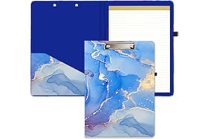 Hnogri Klemmbretter Folio mit nachfüllbarem, gefüttertem Notizblock und Innenfach für Studenten, Büro, Frauen, Mann, süßes benutzerdefiniertes Muster, Größe 12,8 "x 9,2", Farbverlauf Marmor