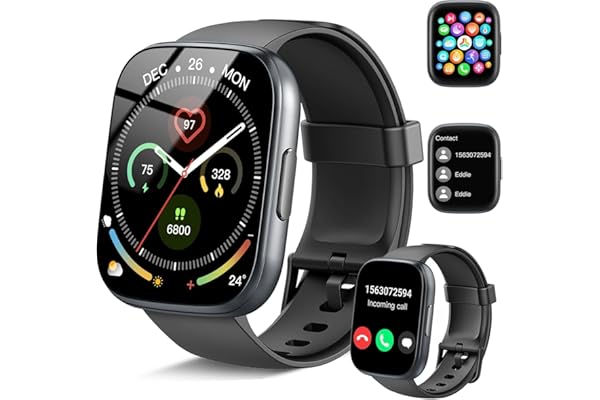 Reloj Inteligente Hombre Mujer con Llamadas Bluetooth, 1.95" Smartwatch Hombre con Pulsómetro/Monitor de Sueño/Podómetro, 110+ Modos Deportivos Smart Watch, IP68 Pulsera Actividad para Android iOS