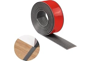 TECDW Bodenübergangsstreifen,PVC Selbstklebende Schwellenleisten für Türöffnungen,Wasserdicht Verschleißfest,Teppichtürstreifen Geeignet für Von Türen,Fenstern,Böden (dunkelgraue Holzmaserung, 2m-4cm)