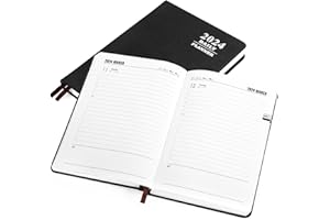 Kesote Agenda 2024 Giornaliera Agenda Settimanale 2024 di 12 Mesi Quaderno 2024 con Copertina Rigida per Produttività Quaderno a Righe A5 Nero