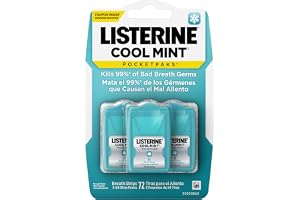 Listerine Cool Mint Pocketpaks Breath Strips Kills Bad Breath Germs, 24-Strip Pack, 3 Pack
