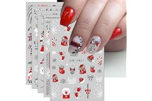 KALEFUL Adesivi Unghie Natale, 9 Fogli Autoadesivi Nail Art Stickers Unghie Decorazioni