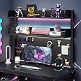 FOREENIU Clamp-on 31.5 inch Above or Below Desk 3-Tier Shelving, Desk Organizer Shelf for Office Accessories, Gaming Devices With 20 Pieces Storage accessories (Black)