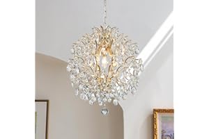 BESTIER Złoty nowoczesny żyrandol wiszący kryształ kropla deszczu oświetlenie sufitowa oprawa oświetleniowa lampa do jadalni łazienki sypialni salonu 3 żarówki E14 wymagana średnica 40 cm wysokość 45