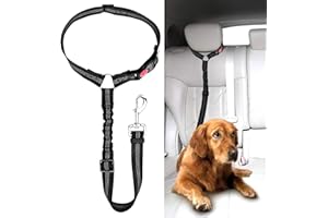 WORAHROE Verstellbarer Anschnallgurt Hund Auto kopfstütze, Sicherheitsgeschirr Hund, Hunde Sicherheitsgurt, Hunde Anschnallgurt mit Elastischer für Kleine und Mittelgroße Welpen-schwarz