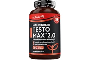 ‎NUTRAVITA Nutravita TESTOMAX™ 2.0 für Männer - 210 vegane Kapseln - Ergänzung - enthält 17 aktive Inhaltsstoffe inkl. Ashwagandha KSM 66®, CoQ10, Maca-Wurze