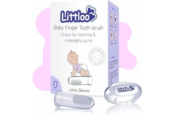 LITTLOO Silicone Baby Finger Manualtoothbrush,Great For Massaging & Cleaning Gums,Bpa-Free,Travel-Friendly Oral Care,Use Soft Brush For Kids & New Born Baby,Kids Finger Toothbrushes -Transparent