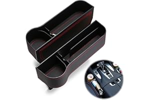 EUIOOVM 2 Pièces Stockage d'écart de Siège de Voiture, Organisateur Voiture, Boîte de rangement en cuir PU, Pour Téléphones Mobiles Clés Cartes Lunettes Portefeuilles