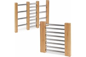 MIK funshopping Dessous de plat en bambou organique pour cuisine, table à manger, table de jardin (extensible 21,5 x 22 cm - 35,5 x 22 cm)