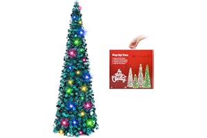 N&T NIETING Árbol de Navidad artificial con iluminación, árbol de Navidad pop-up de 150 cm, árbol de Navidad artificial con lentejuelas, decoración navideña para Navidad, artículos de fiesta