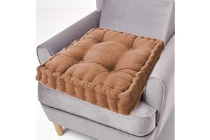 ping bu Cojín de asiento elevador de algodón, cojines de asiento cuadrados gruesos, almohadillas de asiento grandes firmes de 50 cm para sillón de jardín y silla de adultos (45 x 45 cm, marrón)