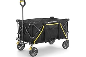 Gorilla Carts Chariot de Festival Pliable de 7 Pieds Cubes - XXL - Utilitaire Tout Terrain - avec lit surdimensionné et Porte-gobelet intégré - Chariot de Jardin - Capacité de 185 l - Noir