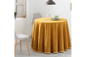 Lanovenanube Ropa o Falda Camilla, Enaguilla Redonda de Tejido Chenilla, Medida 90 cm diámetro, Color Mostaza. Mantiene el Calor. Aspecto Aterciopelado y Tacto Muy Suave.