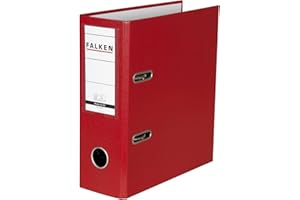Falken Classeur en plastique PP couleur format spécial. Fabriqué en Allemagne. 8 cm de largeur DIN A5 vertical avec fenêtre interchangeable rouge