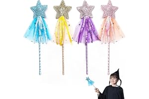 Gruvox 4 Pcs Fairy Wands for Kids Fairy Wands Glitter Princess Wands Star Wand Toy Birthday Wedding Party Role Play Halloween Christmas Christmas Costume Prop Angel Fairy Wand Glitter