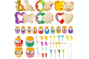 CIMOYBAI 48 kawałek wycinarek do ciasteczek, Wycinarka do chleba i warzyw dzieci, Wycinarka do chleba dla dzieci, Zestaw do krojenia kanapki, Akcesoria Bento do sushi, owoce, ciasto, herbatniki