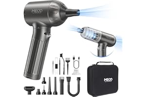 MECO ELEVERDE 4 en 1 Aspirateur Voiture Puissant sans Fil, 18KPA Mini Aspirateur à Main Souffleur Air Comprimé avec Moteur sans Balai et Lumières LED pour Voiture, Maison, PC (gris)