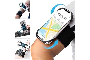 ANGGO Sportarmband Handy, Handy Armband Joggen & Fahrrad Handyhalterung, 3 in 1 Running Armband Handytasche 360° Drehbar und Abnehmbar Kompatibel mit 4.5'' - 7'' Smartphones für Running, Fahrrad