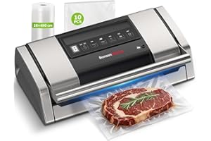 ‎BONSENKITCHEN Bonsenkitchen Vakuumiergerät 15 L/min, Vakuumierer mit Beutelclip, Griffverriegelung und Integrierter Schneider, für Sous-Vide-Garen und Essenszubereitung, Hochleistungs-Schnellversiegelung-VS5100