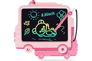 WUJUN LCD Schreibtafel 8.5 Zoll Tablet für Kinder und Erwachsene, Löschbarer, Wiederverwendbarer Schreib-Zeichenblock, mit Abschließbar Löschen-Taste(Rosa)