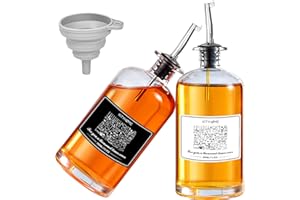 KITYHOME Dispensador de Aceite y Vinagre,2PCS 350ML Dispensador de Aceite,Botella de Aceite con Embudo para Cocina y Barbacoa Cocinar Ensalada Barbacoas (Plata)