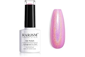 RARJSM Holographic Nail Polish Glitter Gorgeous Glossy 1PCS 7.5ML Purple Nail Polish Nail Lamp Required for Starter Gel Manicure DIY Home RAR70