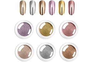 IMPODITIONGS 6 Polvere per Unghie Cromate, Polvere per Unghie Effetto Specchio Glitter luce di luna sirena iridescente, Polvere di Glitter per Unghie Lucida, Per nail art manicure fai da te(01)