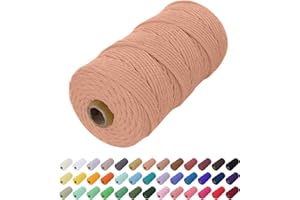Uiopa Macrame Cord 2mm x 200m, Thick Rope Yarn Natural Cotton Cord, Macrame String for DIY Crafts, Plant Hangers, Wall Hangings, Decorations (Brick Red)